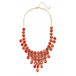 Red Foiled Stone Cascading Necklace